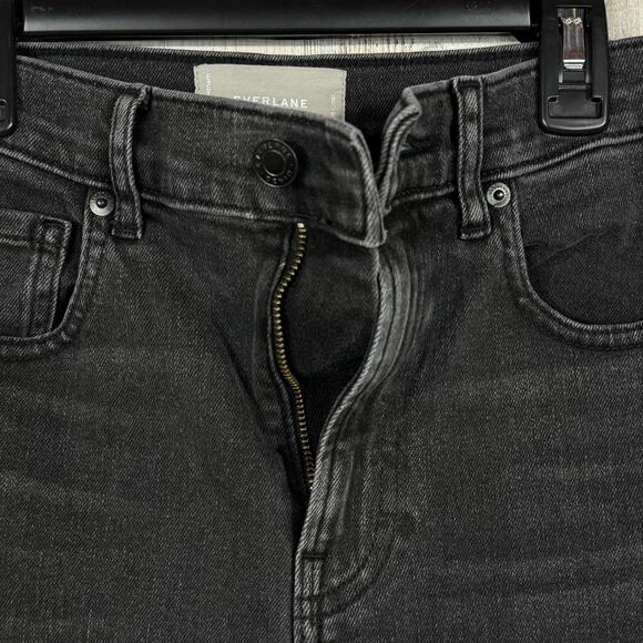 Everlane SZ 26 Crop Cheeky Jeans Hi-Rise Zip-Fly Pockets Whisker Gray/Black Wash - Picture 6 of 8